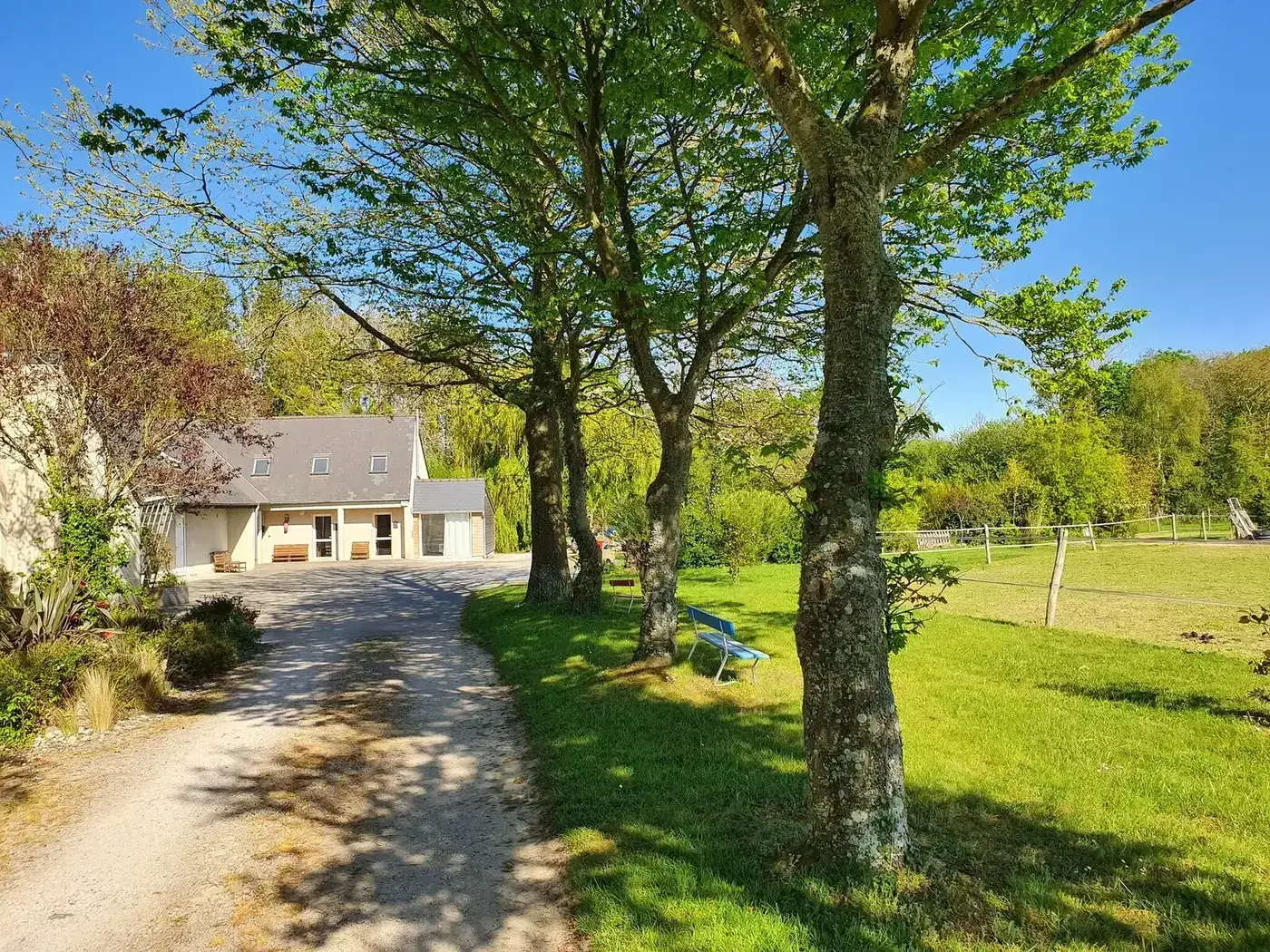 Allée arborée menant au gîte du Domaine de l'Entre-Deux à Plévenon