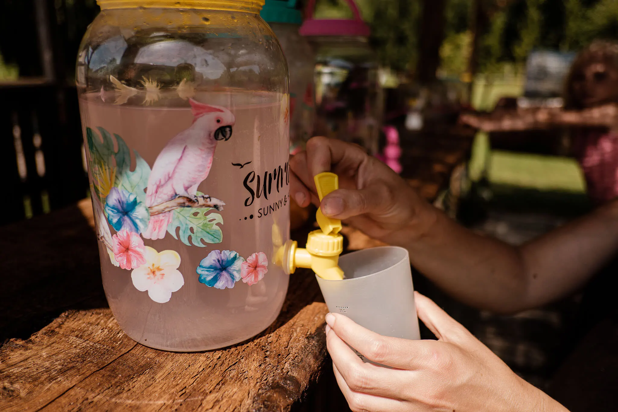 Fontaine à boissons fraîches lors d'un événement estival au domaine - Domaine de l'Entre-Deux Plévenon Bretagne