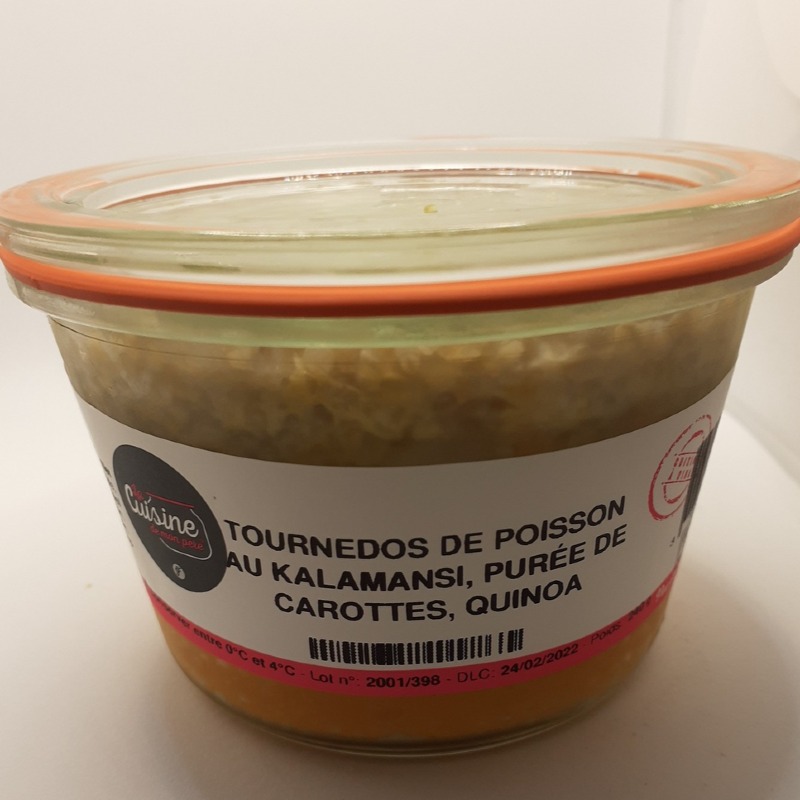 TOURNEDOS DE POISSON AU KALAMANSI, PURÉE DE CAROTTES, QUINOA