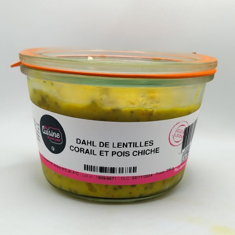 Vegan DAHL DE LENTILLES CORAIL ET POIS CHICHE